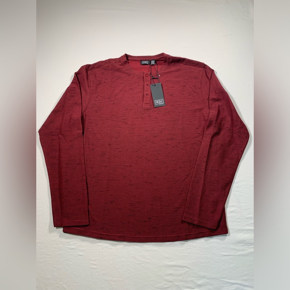 Men's RDI Red Henley long sleeve Shirt